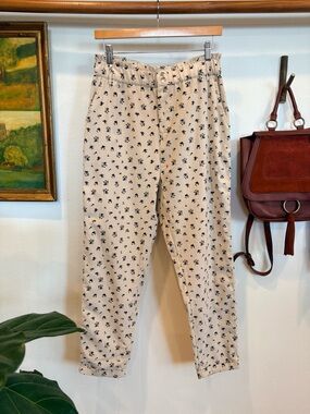 Ginger Floral Corduroy Pants Size 32 Cottagecore High Waist